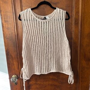 NWT H&M Divided Beige Ladder-Stitch Knit Sleeveless Tank Top Size XXL